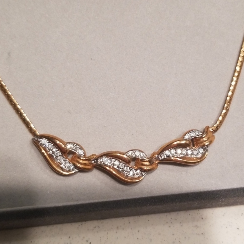 Krementz NIB Gold Diamond Necklace - Picture 3 of 4